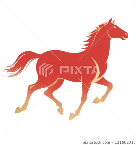 新年賀卡素材:奔馬、朱紅、金色、無文字、AI插畫 新年賀卡素材:奔馬、朱紅、金色、無文字、AI插畫 131668315