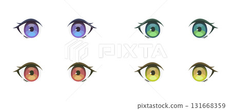 Anime-style eye illustrations, 4-color set 131668359