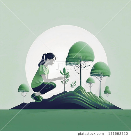 一個人種樹的插圖,生成式人工智慧圖像 一個人種樹的插圖,生成式人工智慧圖像 131668520