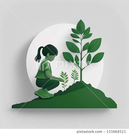 一個人種樹的插圖,生成式人工智慧圖像 一個人種樹的插圖,生成式人工智慧圖像 131668521