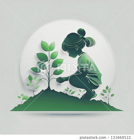 一個人種樹的插圖,生成式人工智慧圖像 一個人種樹的插圖,生成式人工智慧圖像 131668522