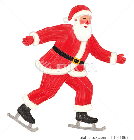 聖誕老公公正在滑冰 131668633