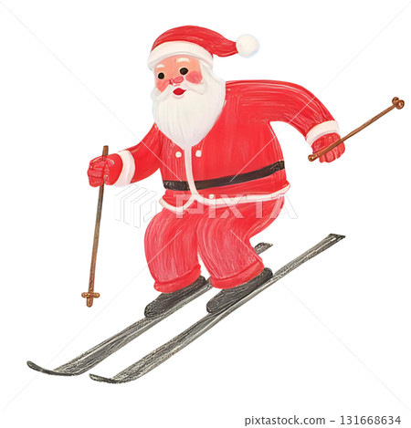 聖誕老人正在滑雪 131668634