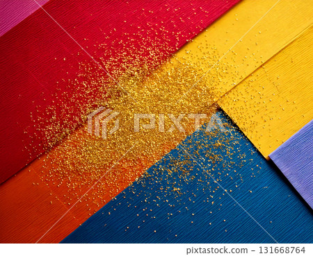 Modern background material with gold powder sprinkled in the center and a Japanese paper-like texture intersecting 131668764