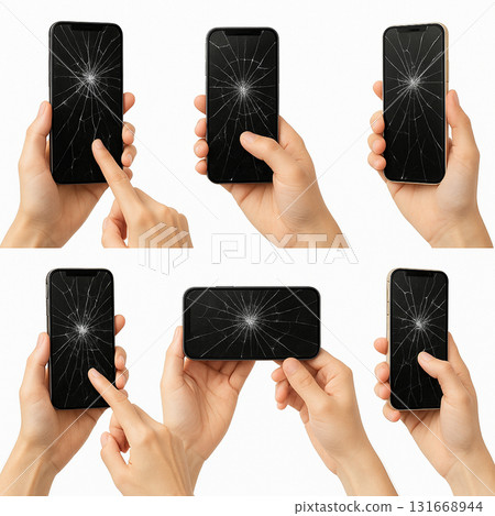 螢幕破裂的智慧型手機 131668944
