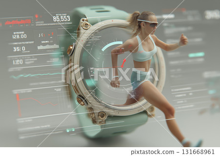Digital runner linked to smartwatch 131668961