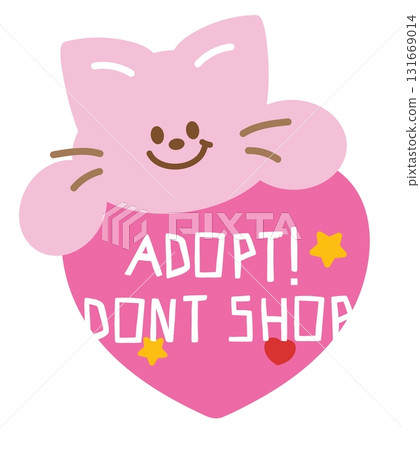 Illustrations of cat and ADOPT DON'T SHOP letters for adopt and rescue animals, sticker, pet shop, vet, kitten cartoon, character, comic, mascot, patch, foster home, shelter, forever home, paw friend Illustrations of cat and ADOPT DON'T SHOP letters for adopt and rescue animals, sticker, pet shop, vet, kitten cartoon, character, comic, mascot, patch, foster home, shelter, forever home, paw friend 131669014