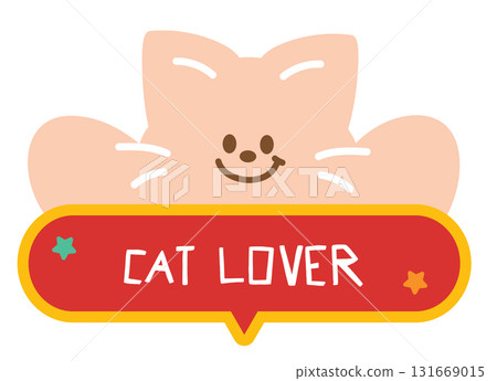 Cute illustrations of cat and CAT LOVER letters for adopt and rescue animals, sticker, pet shop, vet, kitten cartoon, character, comic, mascot, patch, foster home, shelter, forever home, paw friend Cute illustrations of cat and CAT LOVER letters for adopt and rescue animals, sticker, pet shop, vet, kitten cartoon, character, comic, mascot, patch, foster home, shelter, forever home, paw friend 131669015