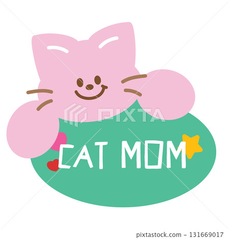 Cute illustrations of cat and CAT MOM letters for adopt and rescue animals, sticker, pet shop, vet, kitten cartoon, character, comic, mascot, patch, foster home, shelter, forever home, paw friend Cute illustrations of cat and CAT MOM letters for adopt and rescue animals, sticker, pet shop, vet, kitten cartoon, character, comic, mascot, patch, foster home, shelter, forever home, paw friend 131669017
