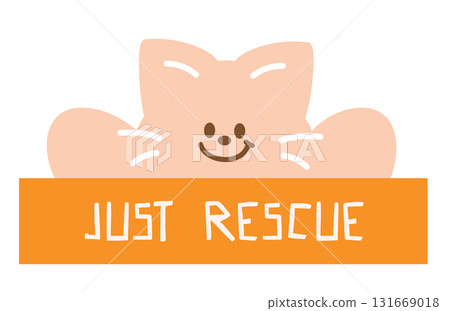 Cute illustrations of cat and JUST RESCUE letters for adopt and rescue animals, sticker, pet shop, vet, kitten cartoon, character, comic, mascot, patch, foster home, shelter, forever home, paw friend Cute illustrations of cat and JUST RESCUE letters for adopt and rescue animals, sticker, pet shop, vet, kitten cartoon, character, comic, mascot, patch, foster home, shelter, forever home, paw friend 131669018
