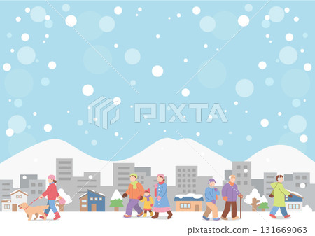 冬季城市景觀與人們 冬季城市景觀與人們 131669063