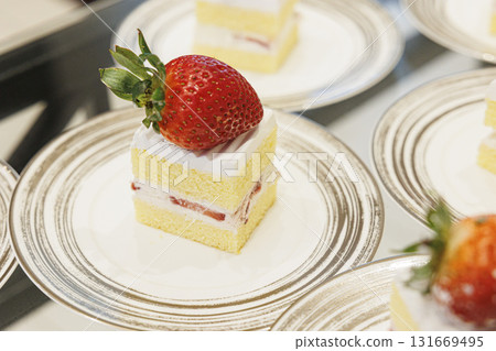 Buffet image of shortcakes arranged on a plate 131669495