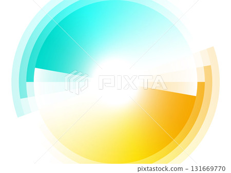 Cyan blue and yellow shiny circles abstract minimal tech background 131669770