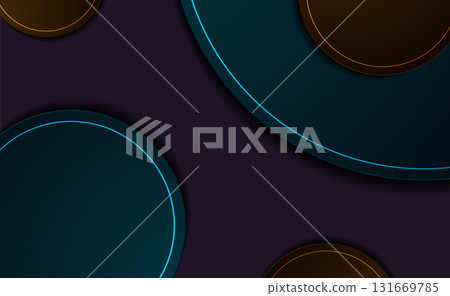 Bright blue orange geometric laser circles abstract futuristic neon background 131669785