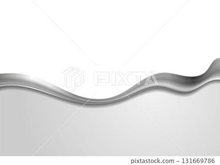 Grey and white minimal background with abstract metallic wave 131669786