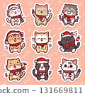 Cat Christmas Stickers 131669811