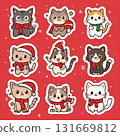 Cat Christmas Stickers 131669812