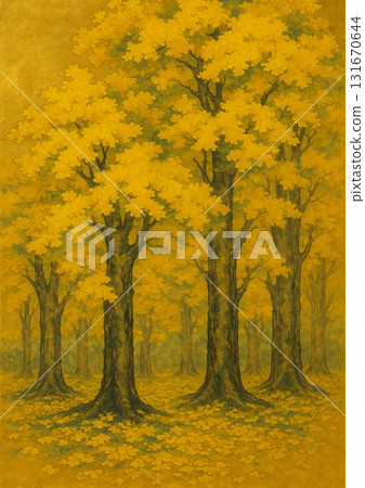Golden ginkgo tree 131670644