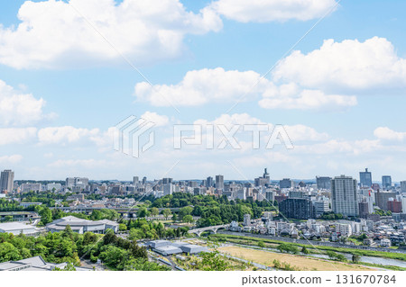 Sendai City, Miyagi Prefecture - View of the cityscape of Sendai City from Aobayama Park 131670784