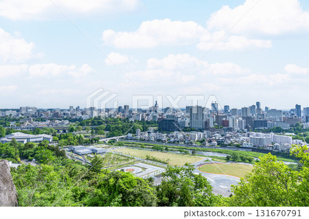Sendai City, Miyagi Prefecture - View of the cityscape of Sendai City from Aobayama Park 131670791