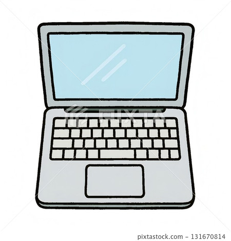 Simple illustration of an open laptop seen from above Simple illustration of an open laptop seen from above 131670814