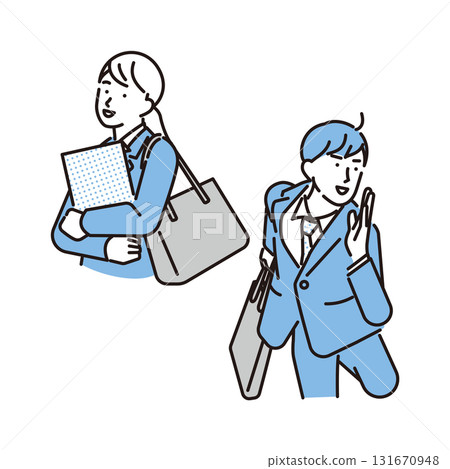 男性和女性尋找工作的簡單插圖 131670948