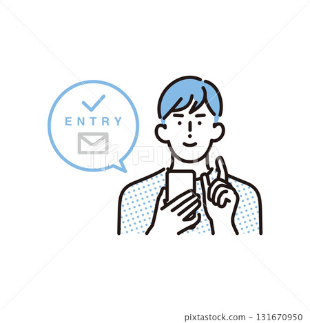 一名男子在智慧型手機上申請工作的簡單插圖 131670950