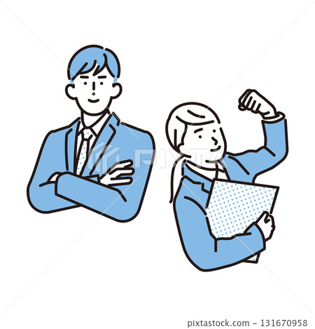 Simple illustration of men and women looking for work 131670958