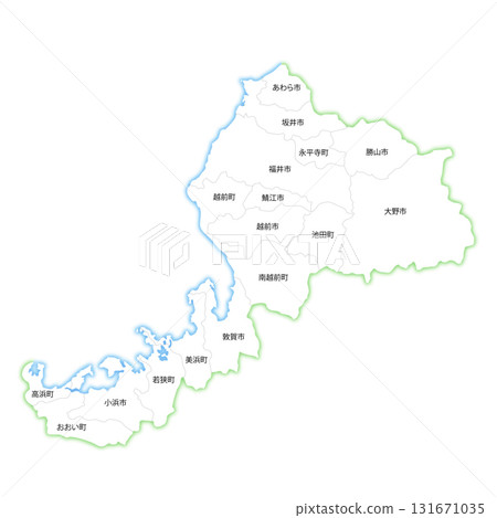 Blank map of Fukui prefecture and municipalities 131671035