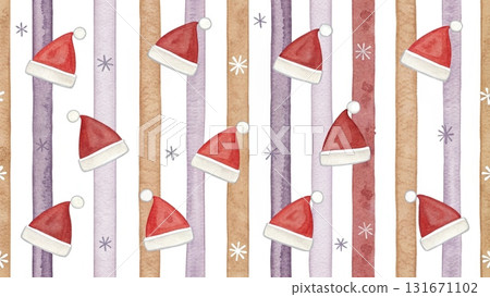 Santa hats minimalist watercolor style festive yet modern white background Santa hats minimalist watercolor style festive yet modern white background 131671102