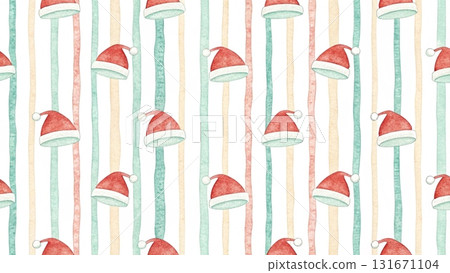 Santa hats minimalist watercolor style festive yet modern white background Santa hats minimalist watercolor style festive yet modern white background 131671104