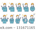 Facial expression set of a woman wearing work clothes 131671165