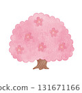 可愛的櫻花樹插圖（春天、賞櫻花、入學和畢業季節） 131671166