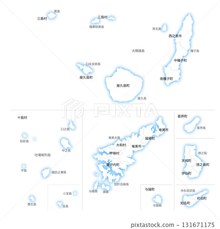 鹿兒島縣偏遠島嶼空白地圖 131671175