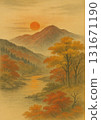 Mountains dyed in autumn leaves and the sun 131671190