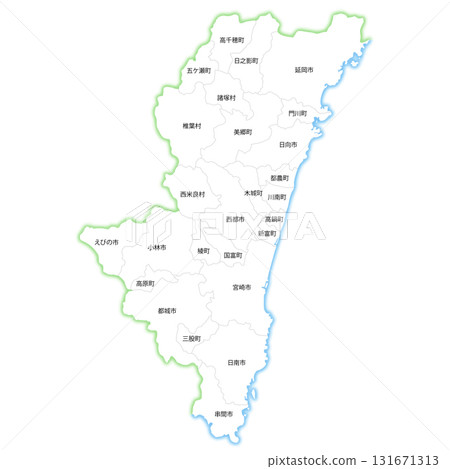 宮崎縣及市町村空白地圖 131671313