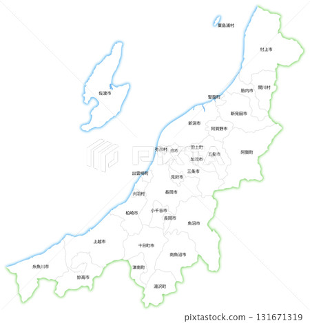 新潟縣及市町村空白地圖 131671319