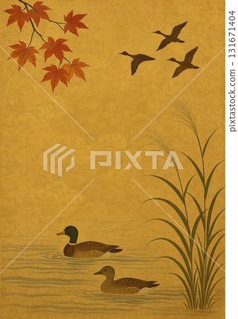 Autumn leaves and duck 131671404