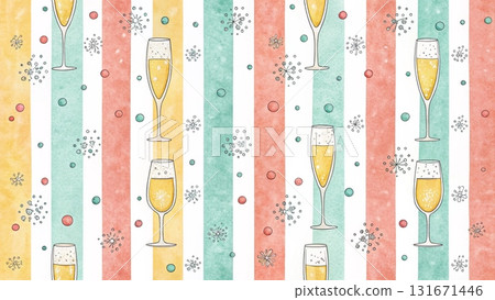 watercolor champagne bottles elegant festive pattern white background  131671446