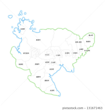 Blank map of Saga prefecture and municipalities 131671463