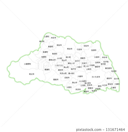 埼玉縣及市町村空白地圖 埼玉縣及市町村空白地圖 131671464