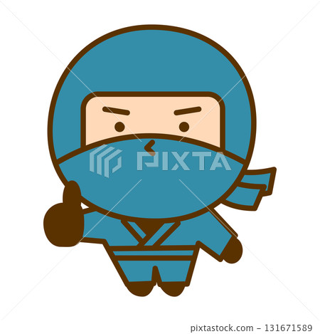 可愛的忍者角色插圖給出了一個好兆頭 - 一個簡單而友好的日本吉祥物角色 131671589