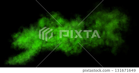 Green smoke texture on transparent background, horizontal flow of dense swirling cloud with soft gradient and realistic structure for visuals Green smoke texture on transparent background, horizontal flow of dense swirling cloud with soft gradient and realistic structure for visuals 131671649