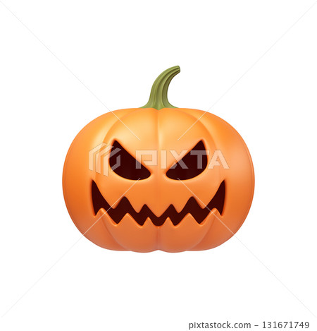 3D Orange Pumpkin with a Scary Face. Scary Jack O Lantern 3D Icon 131671749