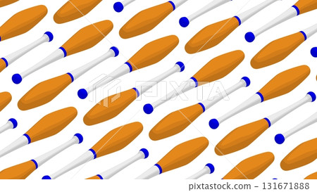 Isometric juggling clubs laid out in neat rows. Backdrop for advertising circus show performance. 3D vector background top view at an angle 131671888