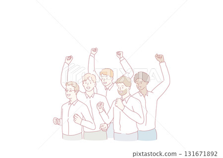 Mixed race team and success concept Mixed race team and success concept 131671892