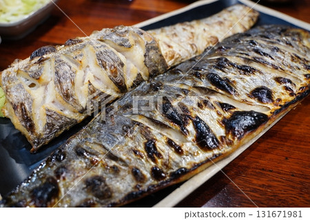 Delicious Korean Grilled Mackerel (Godeungeo Gui) on Plate Delicious Korean Grilled Mackerel (Godeungeo Gui) on Plate 131671981