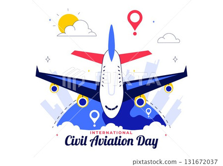International Civil Aviation Day Illustration on December 7 Featuring an Airplane and Blue Sky View in Appreciation of Aviation in a Flat Background International Civil Aviation Day Illustration on December 7 Featuring an Airplane and Blue Sky View in Appreciation of Aviation in a Flat Background 131672037