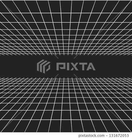 Abstract 3D grid tunnel with perspective lines on black background Abstract 3D grid tunnel with perspective lines on black background 131672053