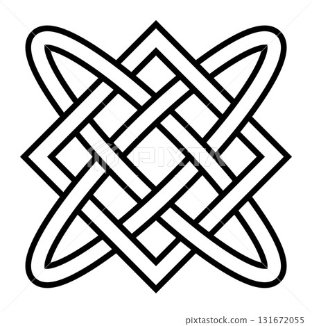 Celtic knot pattern with interwoven loops and geometric symmetry Celtic knot pattern with interwoven loops and geometric symmetry 131672055